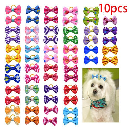 10/20/30pcs Dog Grooming Bows mix 30colours Cat dog Hair Bows Small Pog Grooming Accessories Dog Hair Rubber Bands Pet Supplier