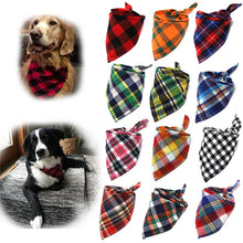 Load image into Gallery viewer, Dog Bandanas Large Pet Scarf Pet Bandana For Dog Cotton Plaid WashableBow ties Collar Cat Dog Scarf Large Dog Accessories
