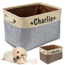 Load image into Gallery viewer, Personalized Pet Dog Toy Storage Basket Dog Canvas Bag Foldable Pet Toys Linen Storage Box Bins Dog Accessories Pet Supplies
