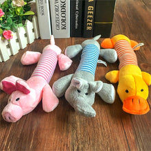 Load image into Gallery viewer, Cute Pet Dog Cat Plush Squeak Dog Toy Interesting Fleece Durable Chewing Pet Molar Toy Suitable For All Pets Elephant Duck Pig
