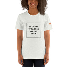 Load image into Gallery viewer, BECAUSE WEARING MASKS SUCK Short-Sleeve Unisex T-Shirt Black Ink 2
