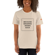 Load image into Gallery viewer, BECAUSE WEARING MASKS SUCK Short-Sleeve Unisex T-Shirt Black Ink 2
